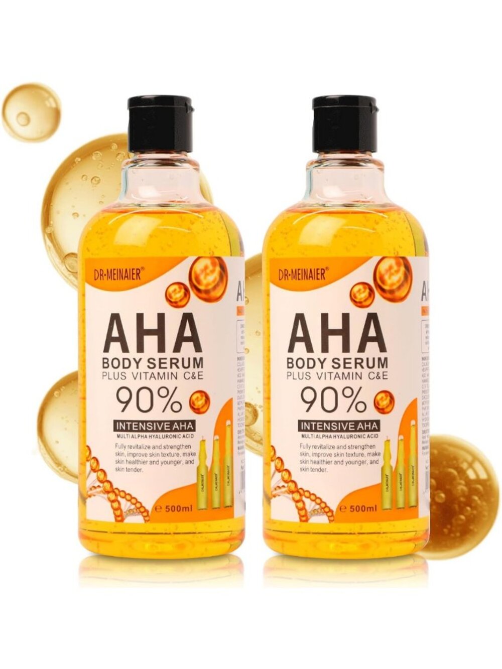 2x 500ml AHA Exfoliating Serum for Face & Body - Lightweight, Fragrance-Free